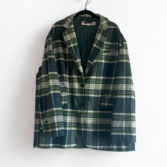 Free People Reggie Oversized Blazer Green Combo Plaid Size Small NWOT - Picture 6 of 6